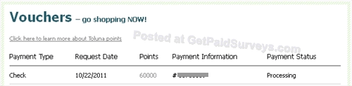 Toluna Payment October 2011