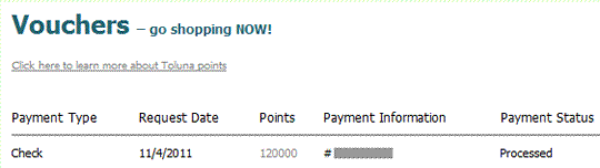 Toluna Payment November 2011
